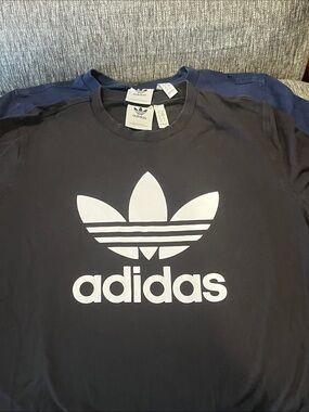2 Adidas Tees With White Trefoil Logo